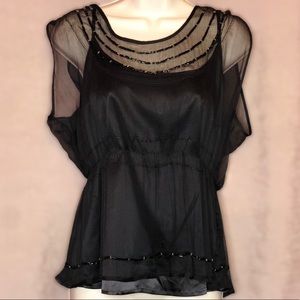 KENAR 100% Silk Sequin Blouse Size Medium